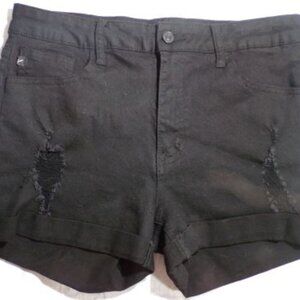 KanCan Womens Denim Shorts Stretch W13/30 Black Distressed KC6036BK Cut 44881
